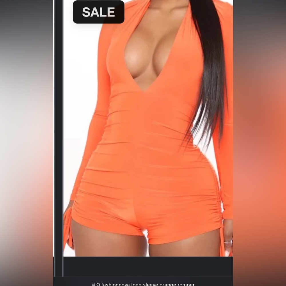 Orange long sleeve romper